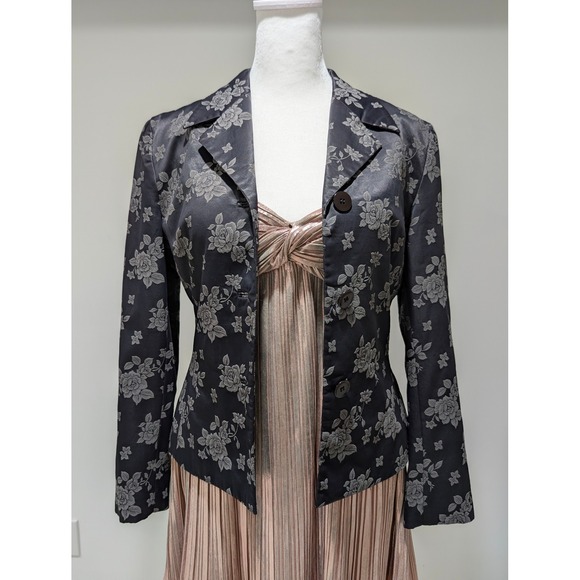 Seni & Cade Juniors' Rose Gold Metallic Pleated Knot Front Babydoll Prom Dress - Picture 14 of 16